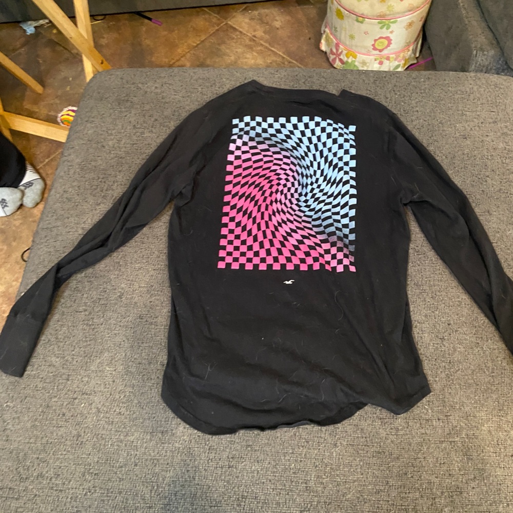Black Hollister long sleeve patterned shirt